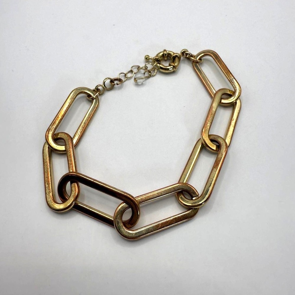 Gold Tone‎ Paperclip Chain Bracelet Modern Link Toggle Clasp Minimalist